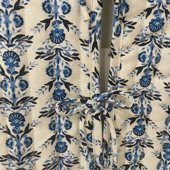 NWT Caroline Constas Bow Floral Parchwork Linen Jacket Blue/White Size Small - Picture 6 of 11